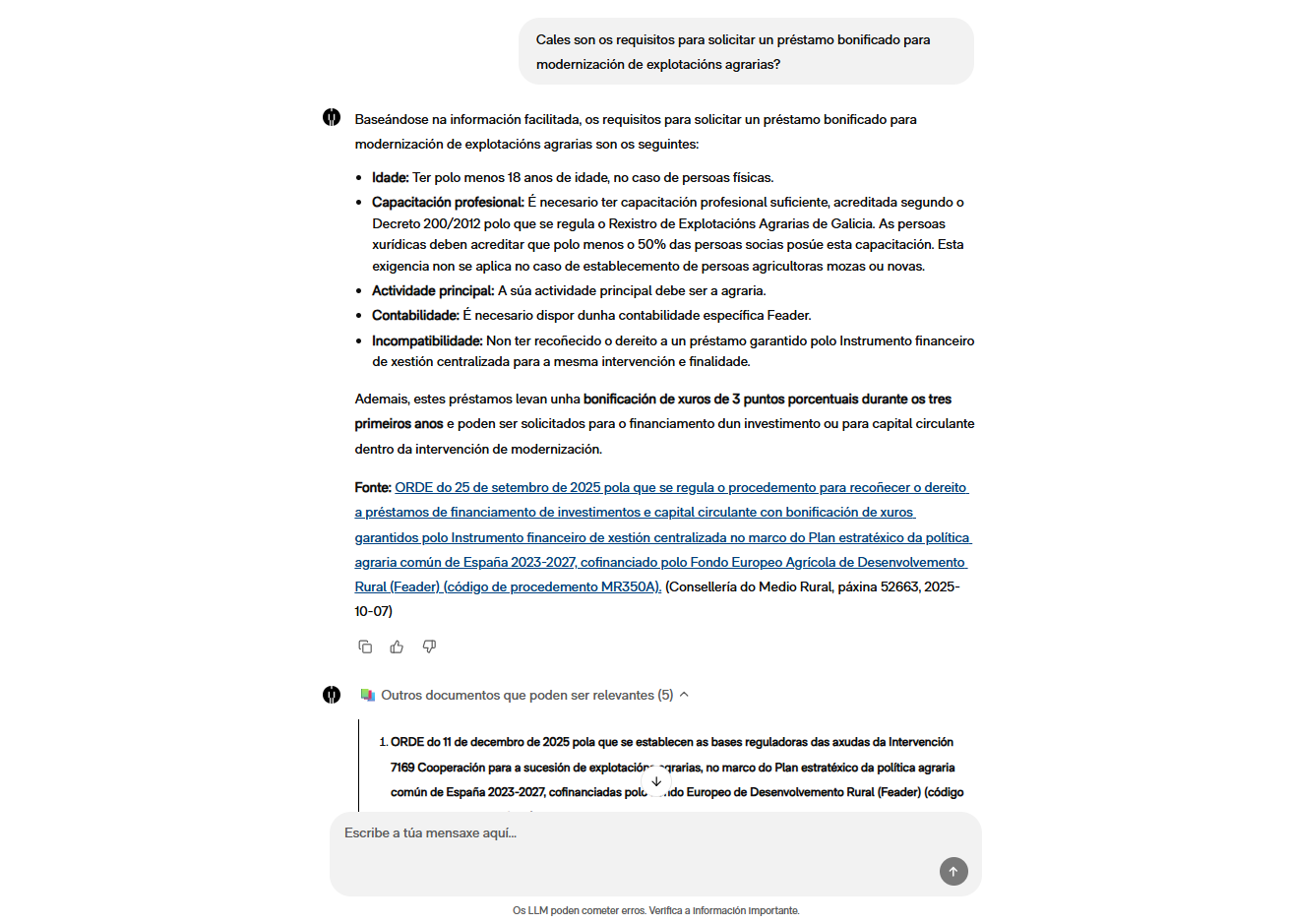 Screenshot of the Lynx system response